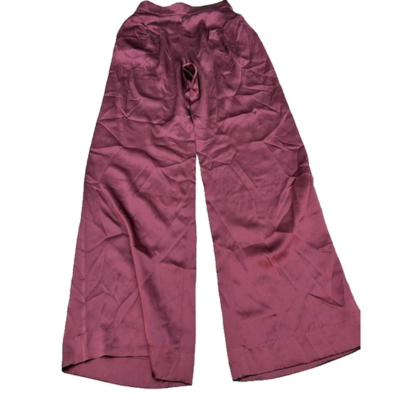 Cuyana Womens Pants Wide Leg Luxury Capsule Minimalist 100% Silk Plum Size XS - Picture 1 of 8